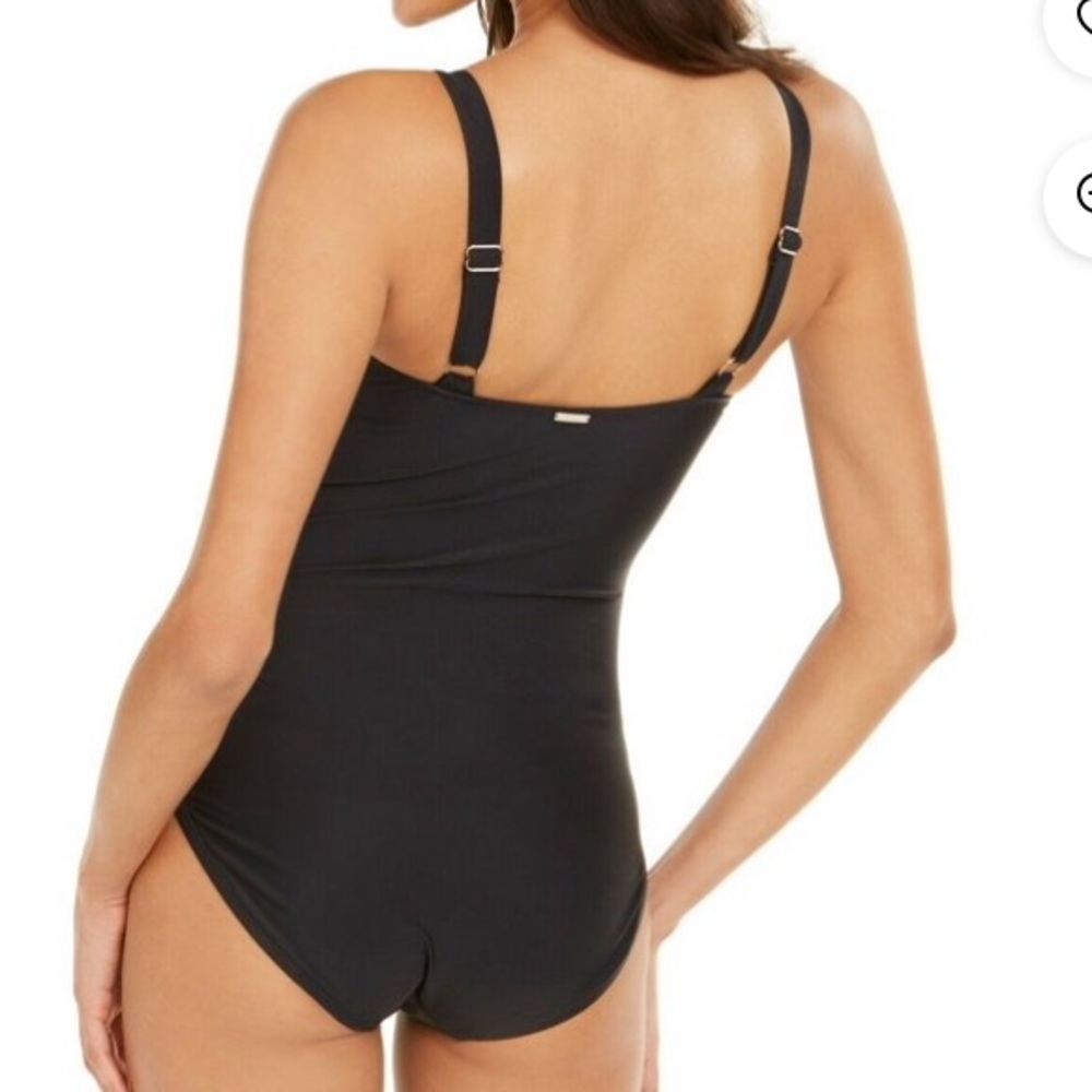 Calvin Klein Black Garden Floral Starburst Printed One-Piece Swimsuit - Picture 2 of 11